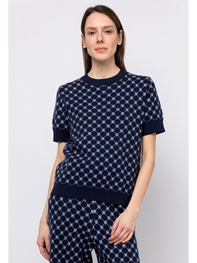 Monogram Print Knitted T-Shirt