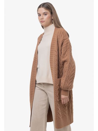 Braided Knit Long Sleeves Open Winter Cardigan -Sale
