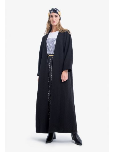 Knitted Textured Solid Maxi Abaya
