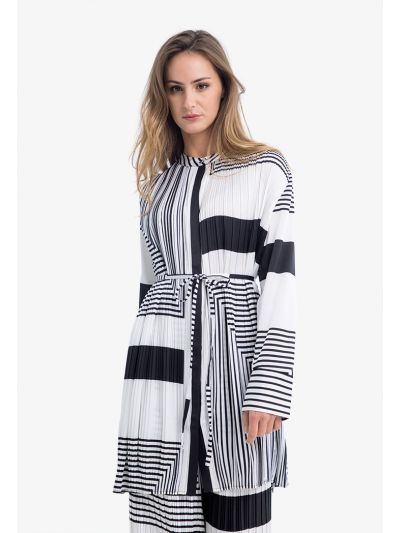 Geometric Printed Pleated Midi Dress