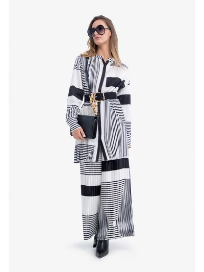 Geometric Printed Pleated Culottes