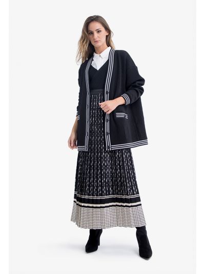 Printed Contrast Border Maxi Skirt