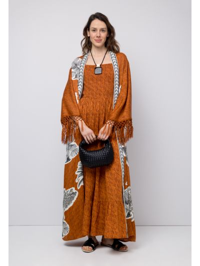 Printed Fringe Belted Abaya-Ramadan Style