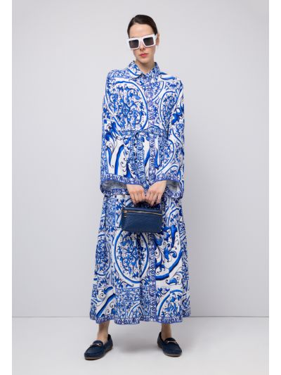 فستان ماكسي بطبعات مع حزام - ستايل رمضان