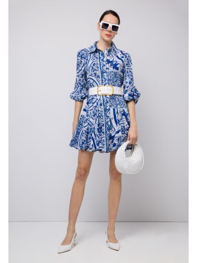 Printed Long Sleeves Shirt Dress