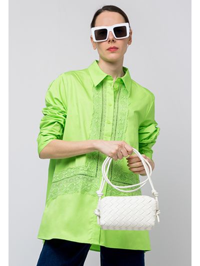Solid Ladder Lace Long Sleeves Shirt
