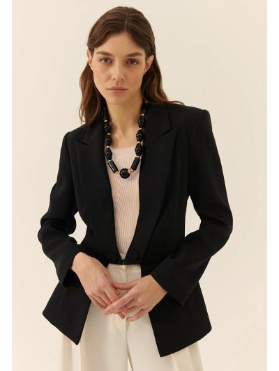 Roman Solid Crepe Women'S Jacket Black