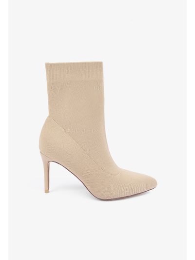 Solid Knitted Heeled Boots