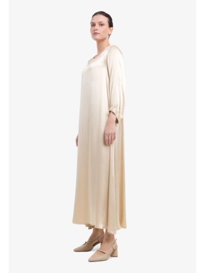 Solid Viscose Flared Maxi Dress