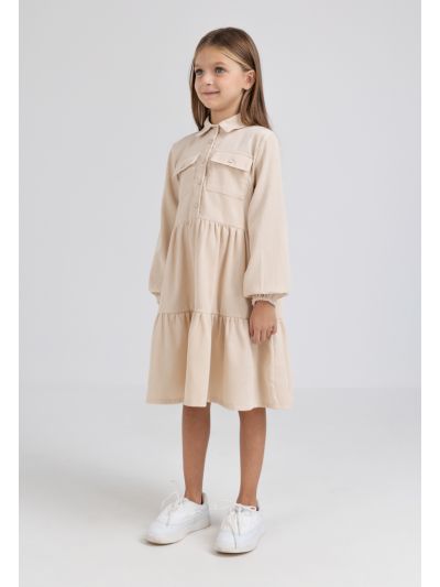 Solid Tiered Shirt Dress