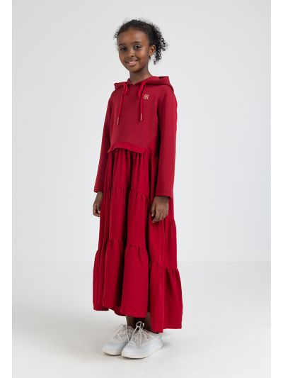 Drop Waist Hoodie Solid Dress