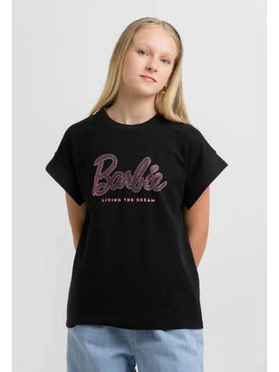 Barbie Print Crew Neck Short Sleeve T-Shirt -Sale
