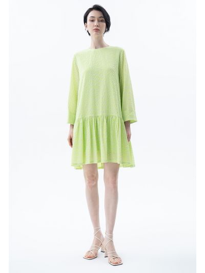 Pin Checkered Seer Sucker Midi Dress -Sale