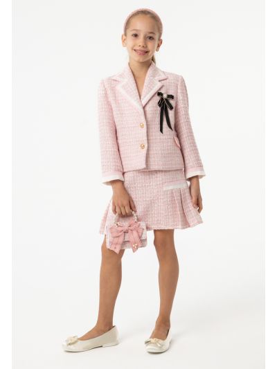 Tweed Lurex Double Breasted Blazer And Skirt Sets -Sale