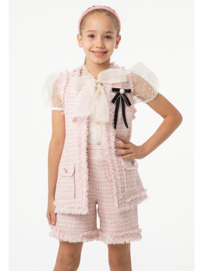 Frayed Tweed Lurex Sleeveless Vest -Sale