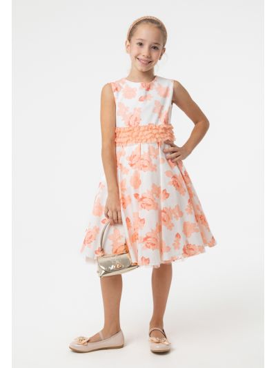 Floral Prints Ruffles Sleeveless Party Dress -Sale