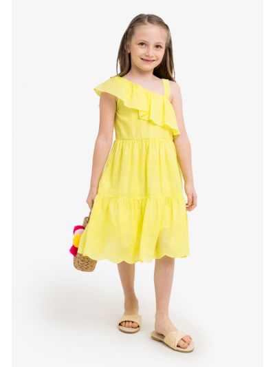 Off Shoulder Schiffli Dress