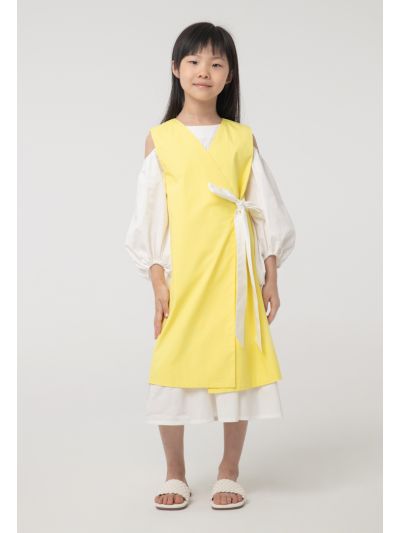 Belted Long Gilet Cold Shoulder Dress Sets