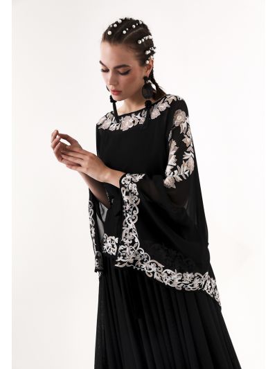 Embroidered Sheer Kaftan Blouse (Free Size)