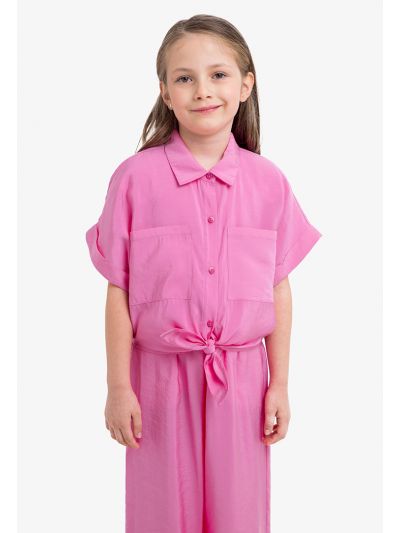 Solid Tie Waist Shirt