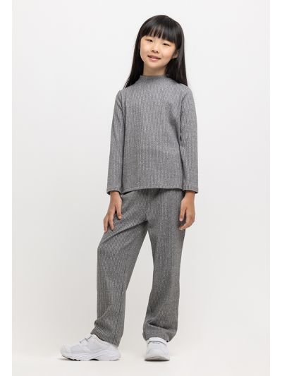 Wide Leg Ribbed High Rise Basic Pants
