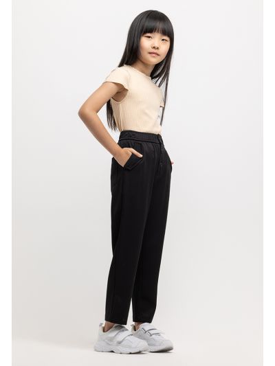 Regular Fit Elasticated Waist Buttons Trousers -Sale