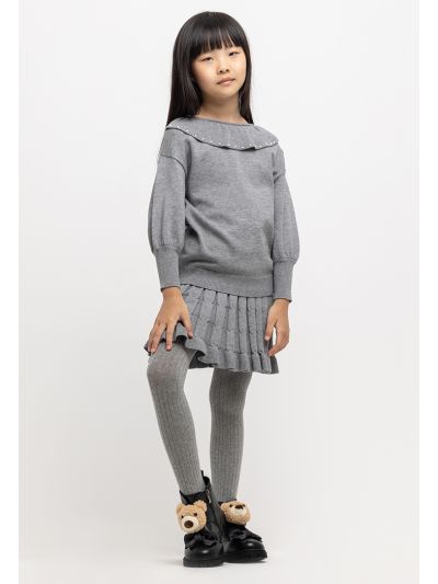 Knitted Pleated Elasticated Waist Midi Skirt -Sale