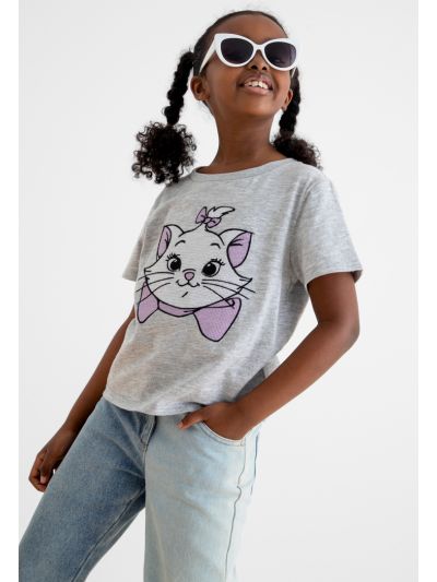 Disney Marie Cat Cross-Stitched Print T-Shirt