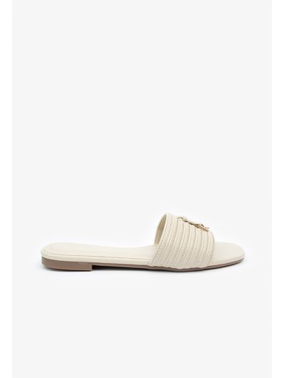 Solid PU Leather Charm Flats