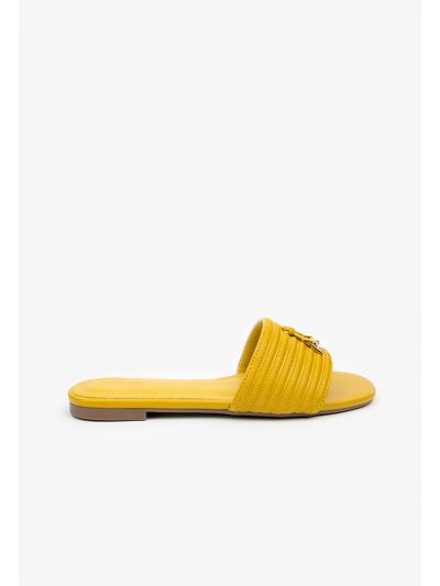 Solid PU Leather Charm Flats