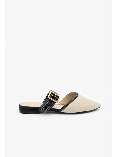 Pointed Buckle Strap Flats