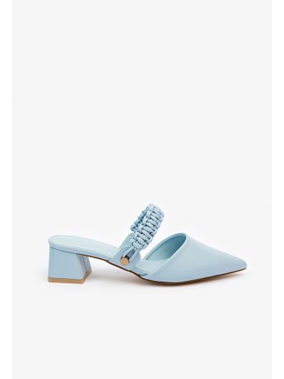 Solid Pointed Braded Strap Pumps