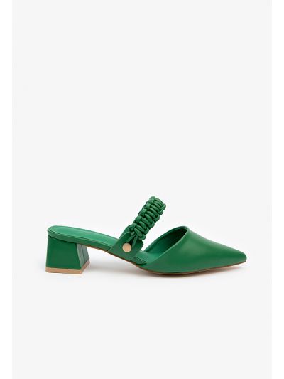 Solid Pointed Braded Strap Pumps