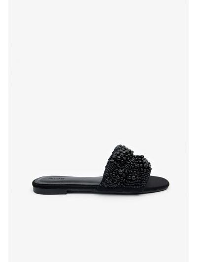 Solid Faux Pearls Embellished Flats