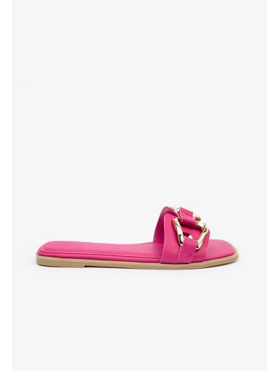 PU Leather Acrylic Chain Flats