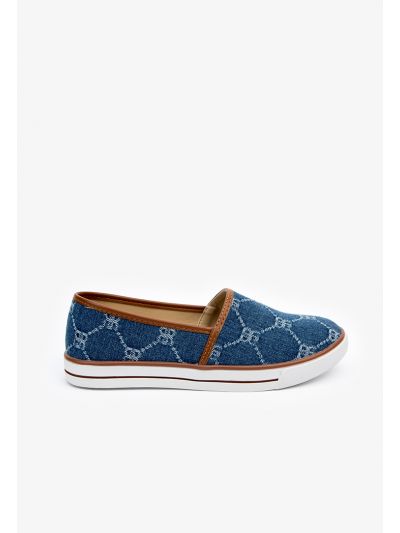 Branded Printed Denim Loafers