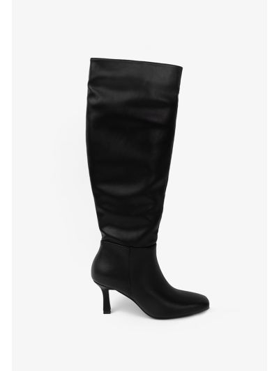 Solid Heeled Round Toe Knee Boots