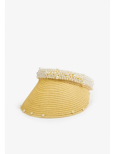 Faux Pearls Embellished Cap