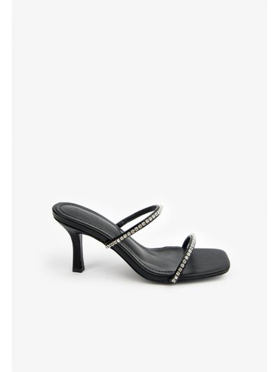 Double Crystal Strap Heeled Sandals