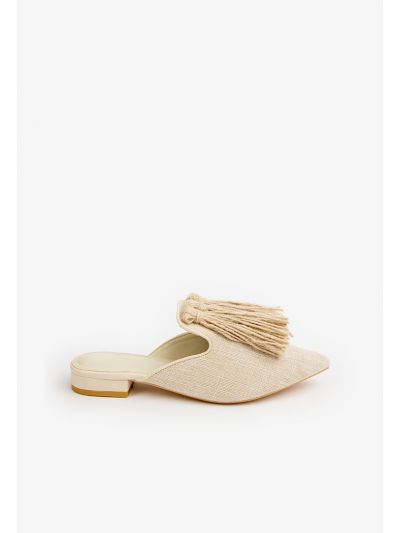 Pointed Toe Tassel Mules