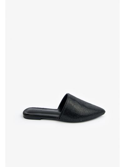 Pointed Toe Flat Sparkling Mules