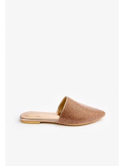 Pointed Toe Flat Sparkling Mules