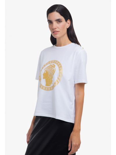 Greek Figure Printed Two Toned T-Shirt -Sale