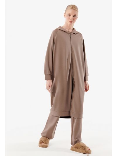 Solid Midi Knitted Dress With Hood