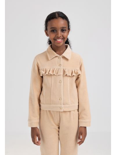 Solid Ruffled Textured Jacket
