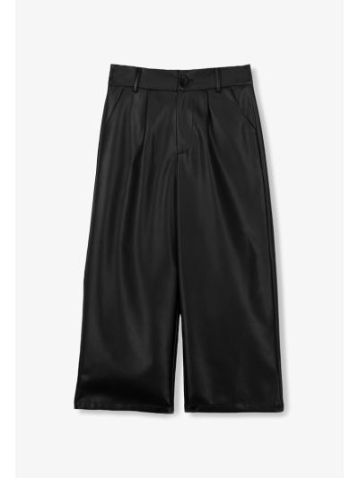 Solid PU Leather Trouser