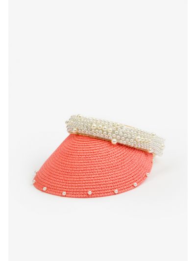 Faux Pearls Embellished Cap