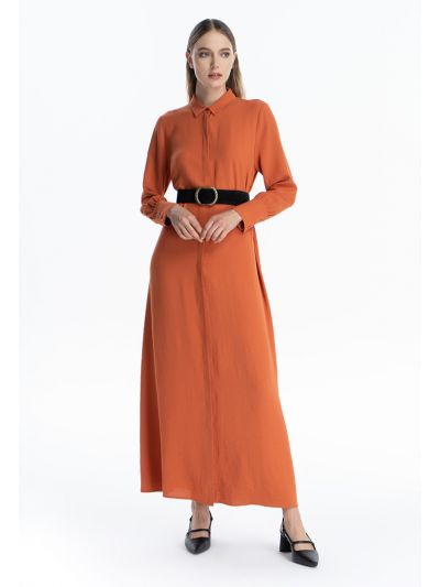 Collared Solid Maxi Dress