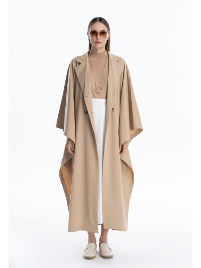 Oversized Solid Trench Coat Maxi Dress