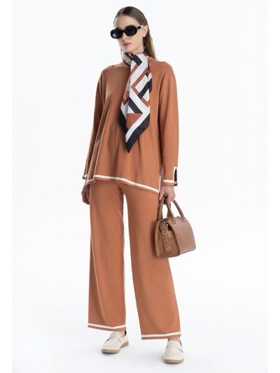 Contrast Lined Hem Hi-Rise Trouser